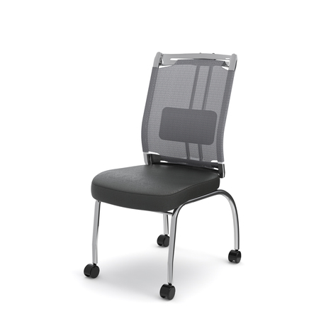 Photo of Multi-purpose chair with a high backrest and a four-leg frame with casters by ADI, vue 1, available at Oburo in Montreal