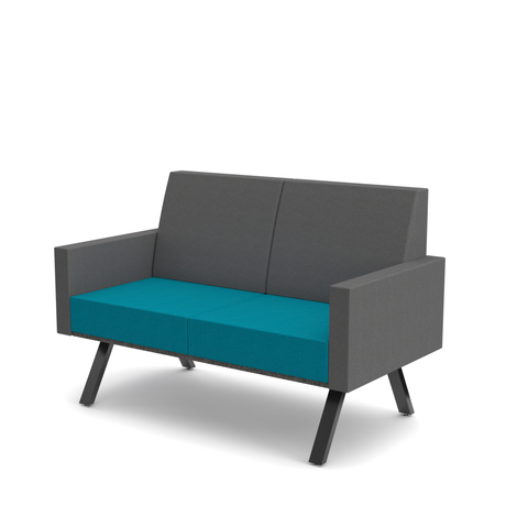 Photo of 2-seat bench with armrests, edge with matching upholstered edge by ADI, vue 1, available at Oburo in Montreal