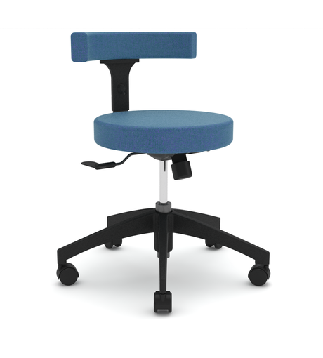 Photo of Compact multi-purpose stool with linear backrest and a star base by Bouty, vue 1, available at Oburo in Montreal