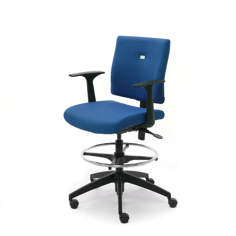 Photo of Vittoria ergonomic stool with low backrest and foot ring by Bouty, vue 1, available at Oburo in Montreal