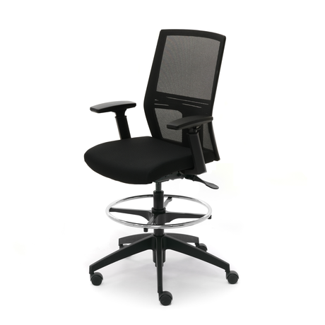 Photo of Vittoria ergonomic stool with mesh backrest and a foot ring by Bouty, vue 1, available at Oburo in Montreal