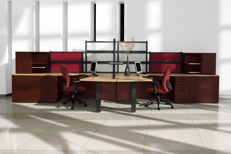 Photo of Zira Extended Corner Desks by Global, vue 3, available at Oburo in Montreal