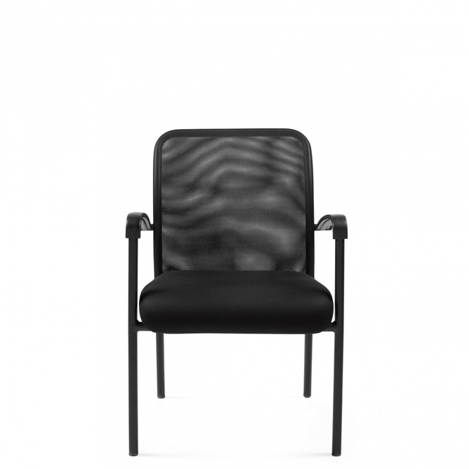 Photo de Dash | Fauteuil d’invités avec assise rembourrée et dossier en tissu maillé, vue 1, disponible chez Oburo à Montréal