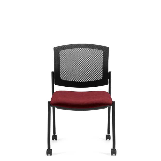 Photo of Ibex | Upholstered Seat & Mesh Back Armless Guest Chair on Casters, vue 1, available at Oburo in Montreal