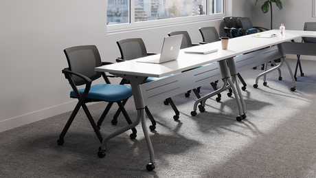 Photo of Gennex | Nesting Guest Armchair on Casters with Arms, vue 2, available at Oburo in Montreal