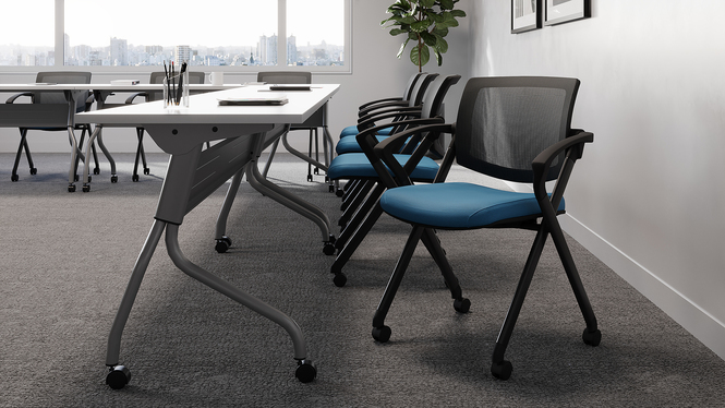 Photo of Gennex | Armless Nesting Guest Chair on Casters, vue 3, available at Oburo in Montreal