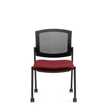 Photo of ibex-upholstered-seat-mesh-back-armless-guest-chair-on-casters gallery image 6. Gallery 1. Details at Oburo, your expert in office, medical clinic and classroom furniture in Montreal.