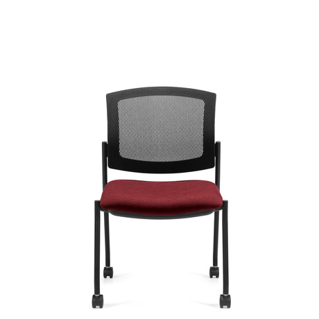 Photo of ibex-upholstered-seat-mesh-back-armless-guest-chair-on-casters gallery image 6. Gallery 1. Details at Oburo, your expert in office, medical clinic and classroom furniture in Montreal.