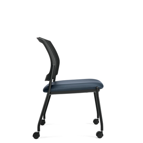 Photo of ibex-upholstered-seat-mesh-back-armless-guest-chair-on-casters gallery image 3. Gallery 4. Details at Oburo, your expert in office, medical clinic and classroom furniture in Montreal.