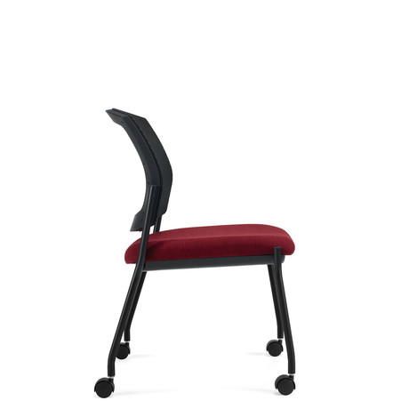 Photo of ibex-upholstered-seat-mesh-back-armless-guest-chair-on-casters gallery image 4. Gallery 3. Details at Oburo, your expert in office, medical clinic and classroom furniture in Montreal.