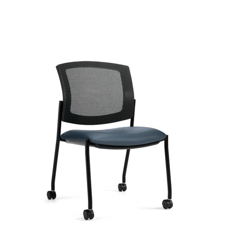 Photo of ibex-upholstered-seat-mesh-back-armless-guest-chair-on-casters gallery image 1. Gallery 6. Details at Oburo, your expert in office, medical clinic and classroom furniture in Montreal.