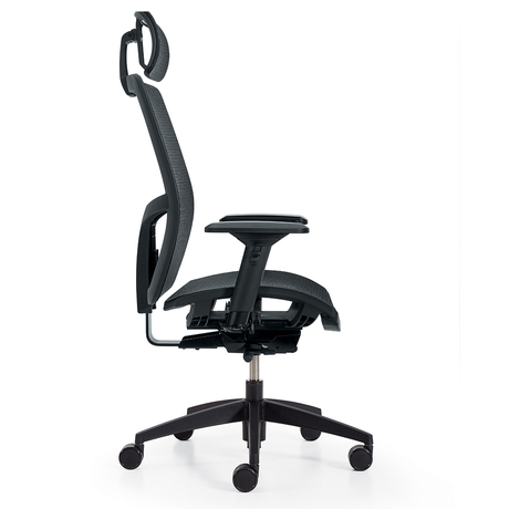 Photo of format-high-back-weight-sensing-synchro-tilter-with-headrest-mesh-seat-and-back gallery image 2. Gallery 3. Details at Oburo, your expert in office, medical clinic and classroom furniture in Montreal.