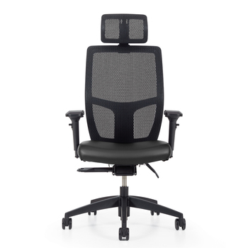 Photo of format-high-back-weight-sensing-synchro-tilter-with-headrest-upholstered-seat-and-mesh-back gallery image 4. Gallery 1. Details at Oburo, your expert in office, medical clinic and classroom furniture in Montreal.